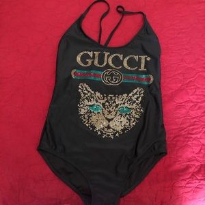 Authentic Gucci Mystic Cat Sparkle Swimsuit Large
